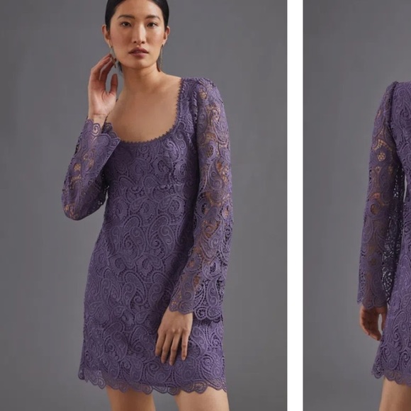 Anthropologie NWT Maeve Embroidered Lace Mini Black Dress Size 4. - Picture 1 of 10